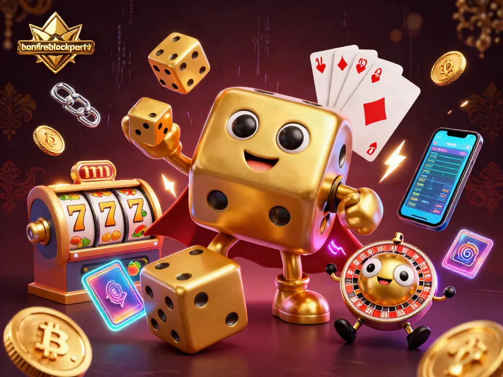 Bonfireblockparty showcases winning strategies in this vibrant animated casino illustration.