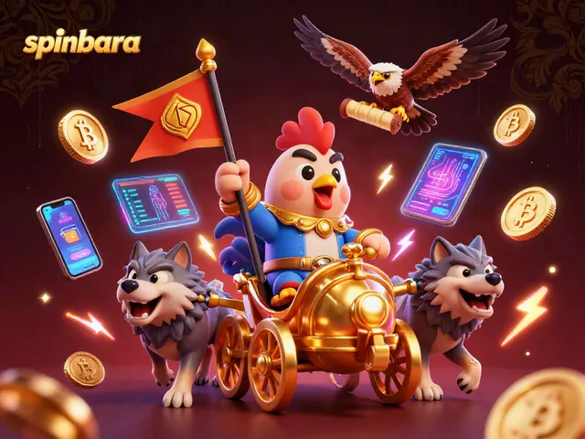 Engage in thrilling games at spinbara with a dynamic 3D visual showcasing a roaring casino atmosphere.